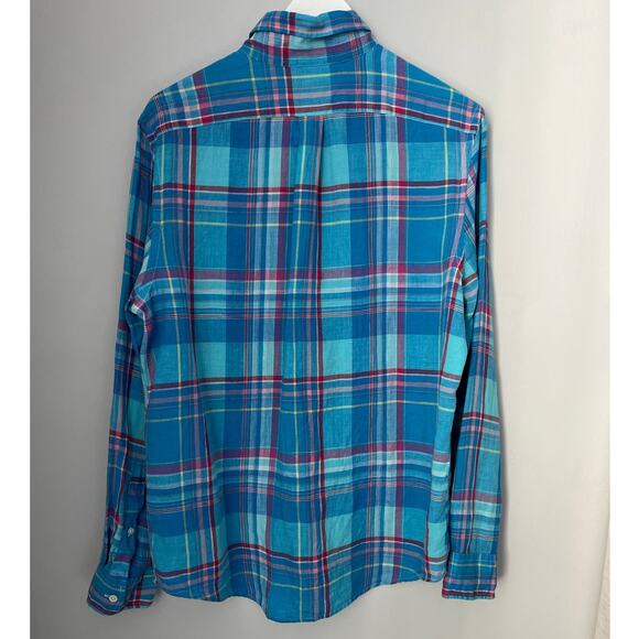 Vineyard Vines Bowline Plaid Slim Murray Shirt Linen Blue Mens Size Medium - Picture 2 of 11